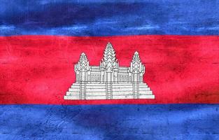 3D-illustration av en kambodja flagga - realistiska viftande tyg flagga foto