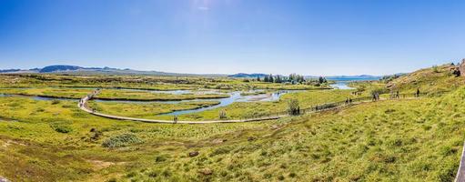 panorama- bild över thingvellir nationell parkera på island i sommar under dagtid foto