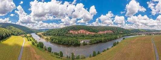 Drönare panorama över flod huvud i Tyskland foto