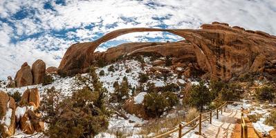 panorama- bild av naturlig och geologisk undrar av valv nationell parkera i utah foto