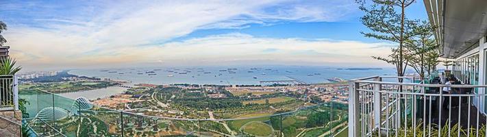 antenn panorama- bild av de trädgårdar förbi de bukt i singapore under dagtid foto