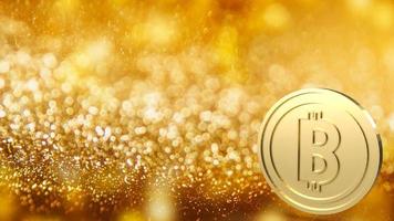 de guld bitcoin på bokeh bakgrund för företag begrepp 3d tolkning foto