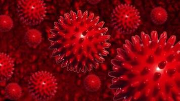 mikroskopisk se av en infektiös virus. smitta och fortplantning av en sjukdom. korona covid19. sars. influensa. 3d tolkning foto