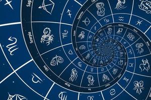 astrologisk bakgrund med stjärntecken och symbol. foto