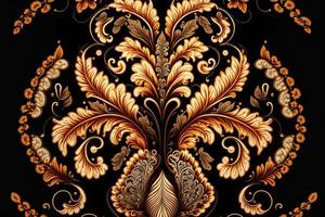 paisley sömlös vektor mönster, årgång bakgrund i batik stil foto