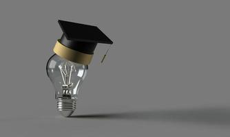 glödlampa lampa elektronisk ha på sig hatt keps svart examen congratulation hög skola bechelor grad akademisk ceremoni kreativ aning smart geni kunskap universitet bakgrund kopia space.3d framställa foto