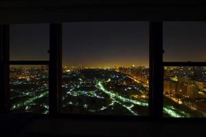 ny york stad central parkera panorama antenn se på mörk natt foto