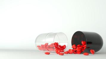 medicinsk piller med röda hjärtan foto