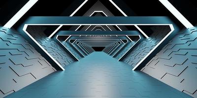 neon ljus tunnel laser gångväg techno cyberrymden teknologi hyperloop rör sci fi Hej tech digital glöd tunnel 3d illustration foto