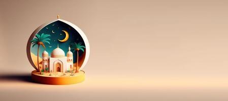 moské 3d illustration för eid islamic ramadan hälsning foto