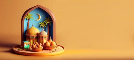 moské 3d illustration för islamic ramadan baner foto