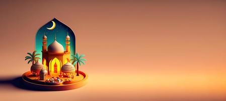 moské digital 3d illustration för islamic ramadan baner foto