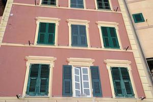 camogli, liguria, Italien pittoresk fiskare by målad hus foto