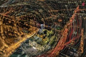 vrida effekt på mexico stad konst palats antenn natt se foto