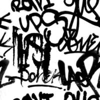 graffiti sömlös mönster med abstrakt etiketter, meningslös brev. mode hand dragen textur, gata konst retro stil, gammal skola design för t-shirt, textil, omslag papper, svart och vit foto
