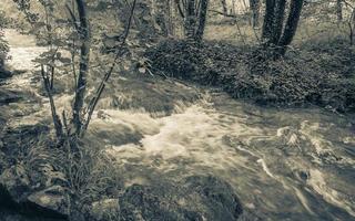 plitvice sjöar nationell parkera landskap vattenfall flöden över stenar kroatien. foto