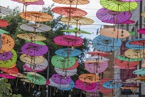 färgrik paraplyer över Kina stad i mexico stad Mexiko. foto