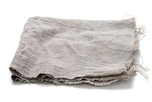 vikta grå Linné te handduk på vit bakgrund, stänga upp foto