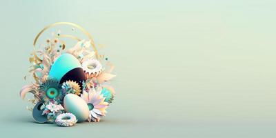 abstrakt 3d påsk ägg och blommor med en fantasi tema för bakgrund och baner foto