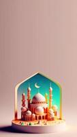 digital 3d illustration av islamic moské Instagram berättelse bakgrund foto