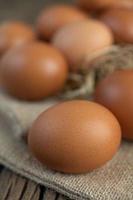 råa ägg på hampa och halm foto