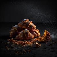 croissanter på svart bakgrund foto