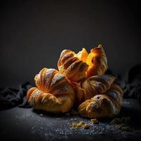 croissanter på svart bakgrund foto