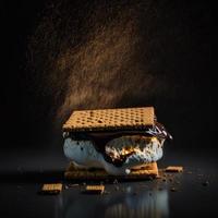 Foto smores på svart bakgrund mat fotografi