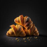 croissanter på svart bakgrund foto