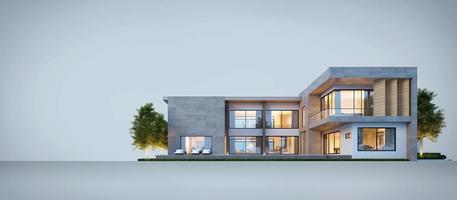 lyx modern hus isolerat på vit bakgrund, koncept för verklig egendom eller egendom.3d tolkning foto