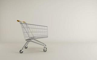 tömma handla cart.concept för uppköp eller shopping.3d tolkning foto