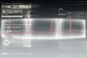 digital illustration av hjärta övervaka skärm med vanligt slå signal foto