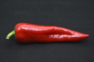 stor röd spansk peppar på en svart bakgrund. varm röd peppar. spansk peppar. foto