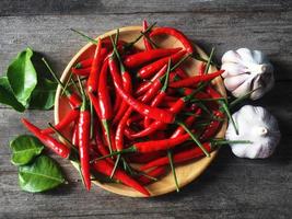 thai matlagning krydda och röd chili för curry varm foto