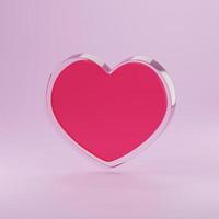 hjärta glas form 3d tolkning tömma Plats rosa hjärtans dag foto