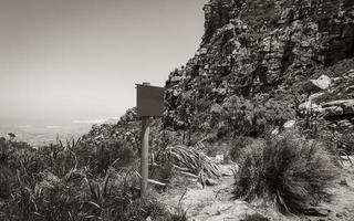 table mountain national park grön tom väg informationstavla. foto