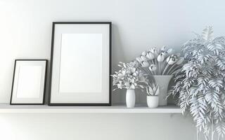 3d interiör design minimal dekorera med attrapp Foto ram