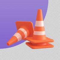 orange trafik kon konstruktion förbättring zon. 3d illustration med klippning väg. foto