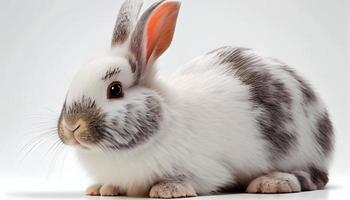 kanin med vit bakgrund Lycklig påsk foto