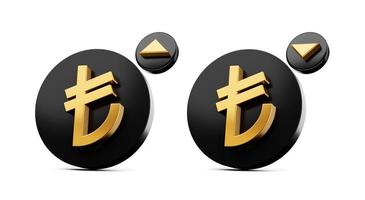 turkiska pengar valuta upp och ner guld turkiska lire ikon med svart pil 3d illustration foto