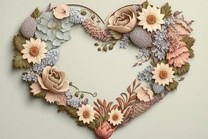 hjärta formad blommor ram bakgrund grafisk design foto
