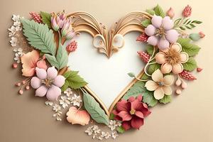 Häftigt hjärta formad blommor ram bakgrund foto
