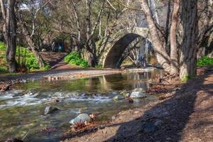 tzelefos pittoresk medeltida bro i troodos, cypern foto