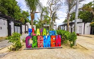 playa del carmen quintana roo mexico 2021 färgrik playa del carmen text tecken symbol på strand Mexiko. foto