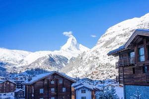 sikt över materiahornet från Zermatt i Schweiz
