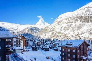 sikt över materiahornet från Zermatt i Schweiz