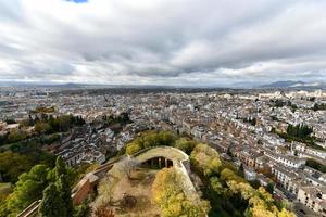 se från de ljus torn, också kallad torre de la vela, en del av de alcazaba i de alhambra, granada, Spanien. foto