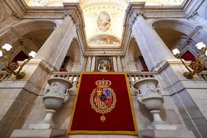 madrid, Spanien - nov 19, 2021, madrid kunglig palats hall interiör se med skön dekoration i Spanien. foto