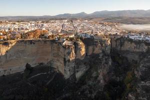 Bull av de kunglig kavalleri av ronda antenn se på soluppgång i Spanien. foto