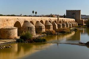 se av de roman bro, en sten bro den där spänner de flod guadalquivir i Cordoba, Spanien. foto